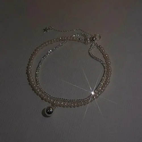 Thin Stamped Minimalist Silver Plated Shiny Chains Anklet For Women