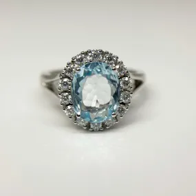 Topaz and Moissanite 925 Sterling Silver Ring