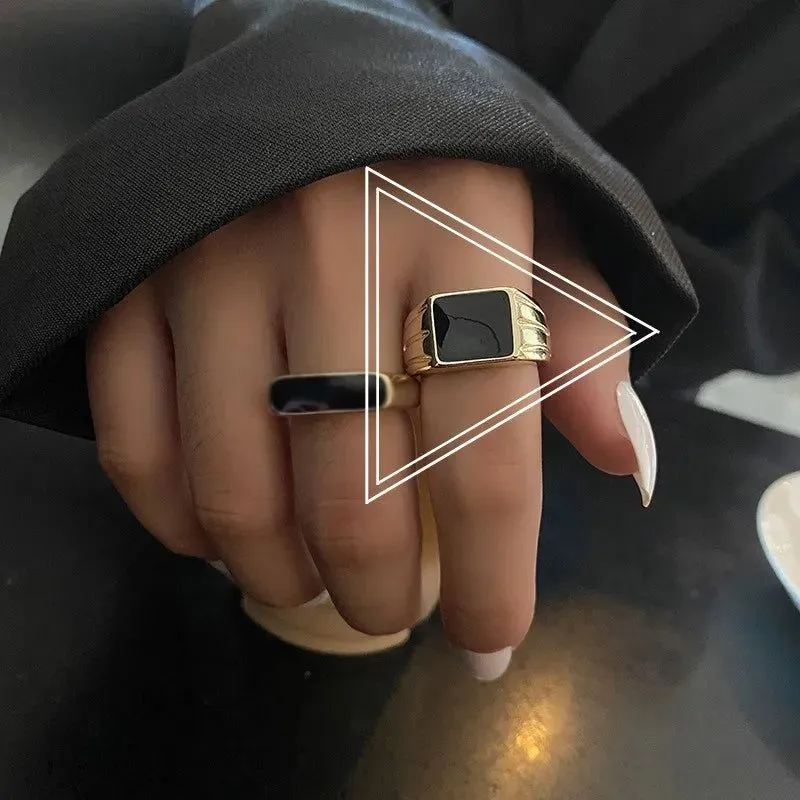 Vintage Black Square Ring Collection