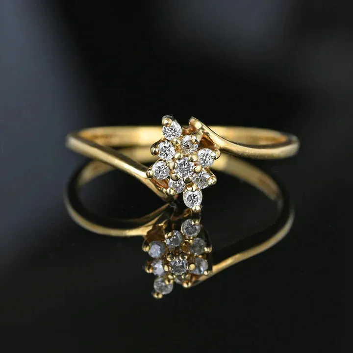 Vintage Cubic Zirconia Cluster Bypass Engagement Rings - 14k Gold Vermeil Ring