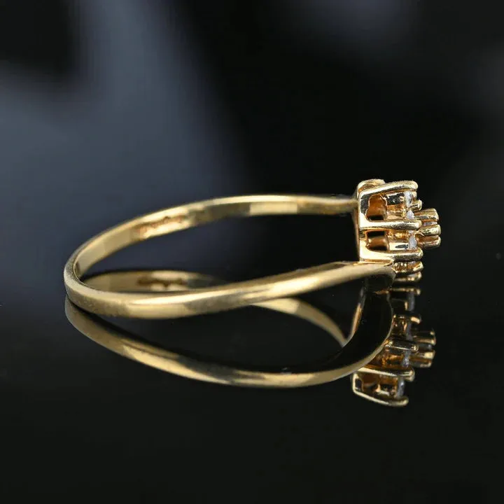 Vintage Cubic Zirconia Cluster Bypass Engagement Rings - 14k Gold Vermeil Ring