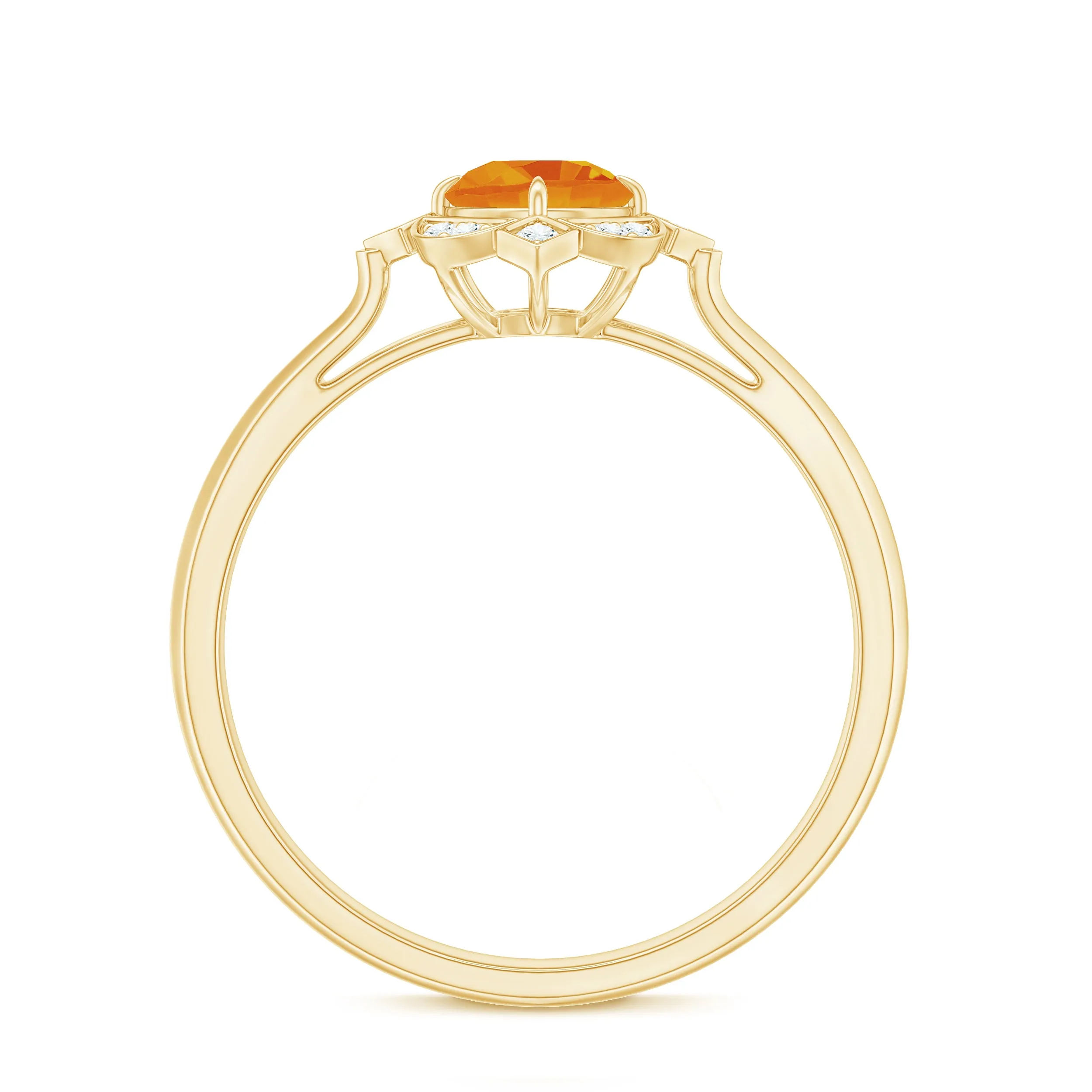 Vintage Inspired Orange Sapphire and Diamond Engagement Ring