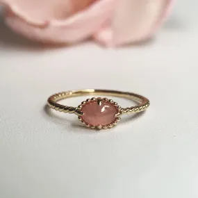 Vintage Oval Cut Rhodochrosite Minimalist Solitaire Ring For Women - 14k Gold Vermeil Rings