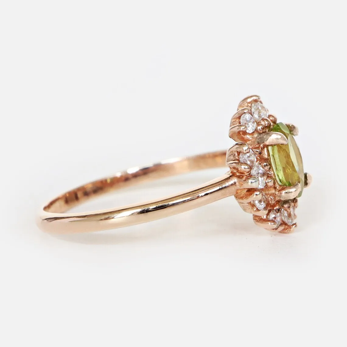 Vintage Peridot Ring- 14k Rose Gold Vermeil Ring - Peridot Engagement Ring