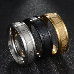 Vintage Roman Numerals Men Rings