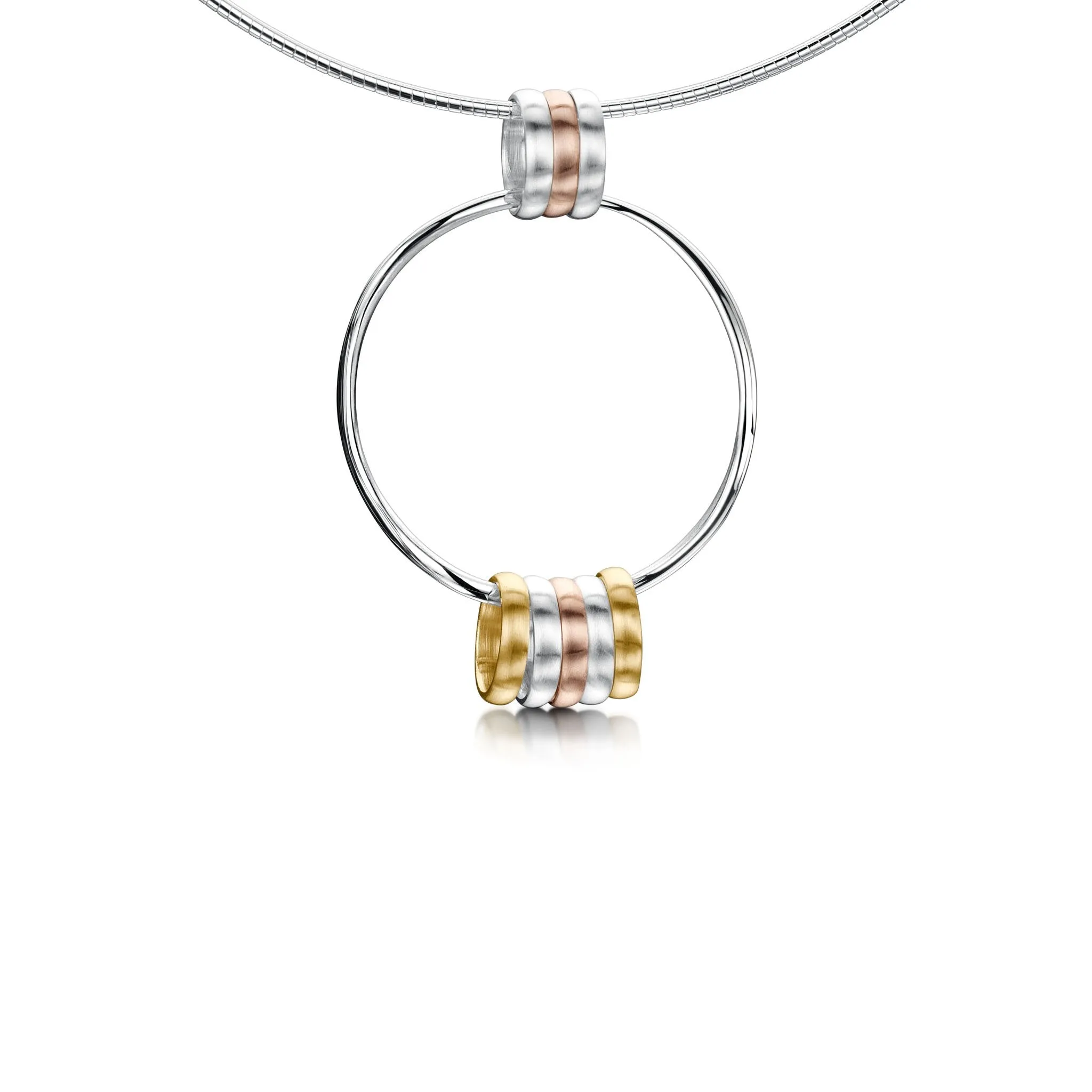 Wave Surfers 8-ring Necklace in Silver, 9ct Yellow & Rose Gold