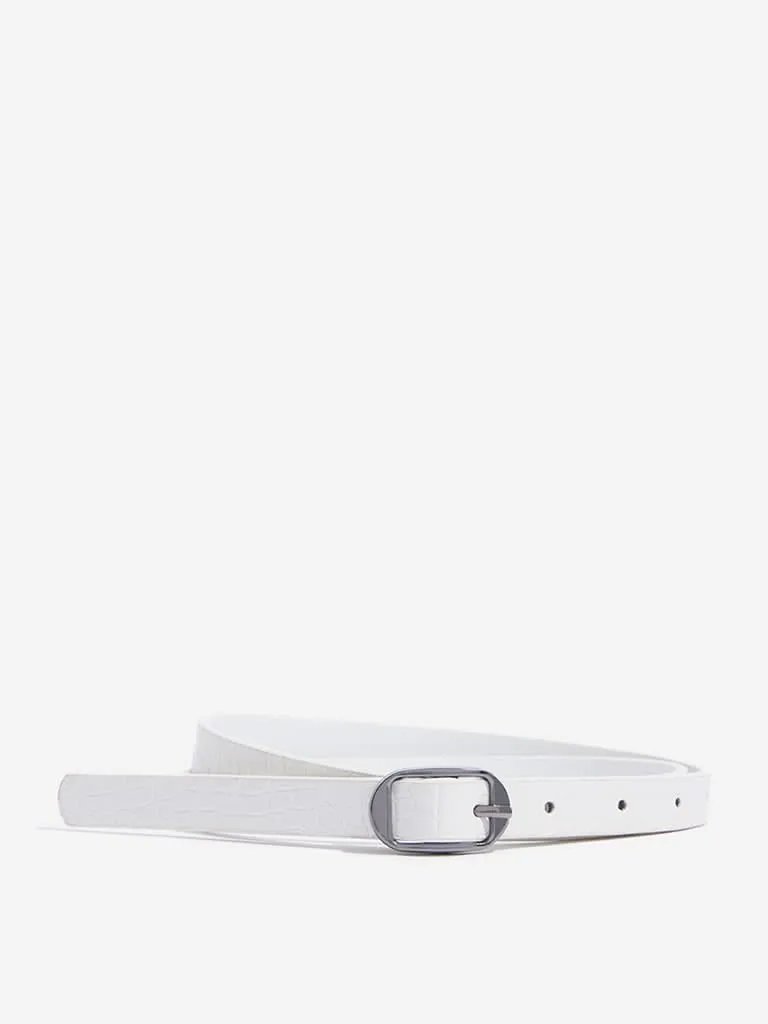 Westside Accessories White Crocodile Textured Belt Pack Of 2